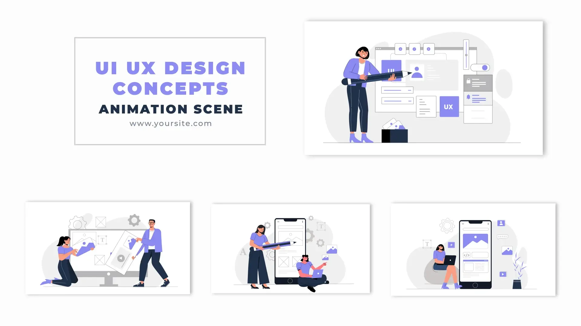 Creative UI UX Design Flat Vector Animation Scene